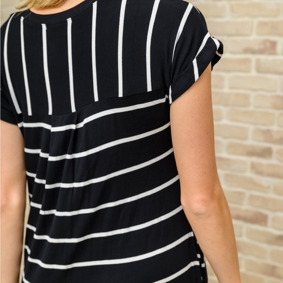 Sonja Betra XL Black and White Striped V-Neck Maxi Dress - Picture 7 of 7